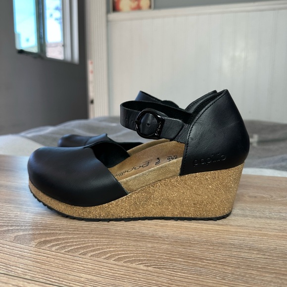 Birkenstock Papillio Mary Ring Buckle Black Leather wedge clogs Womens 6 EU 37 - Picture 4 of 13